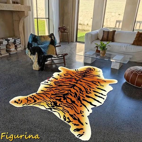 カーペット 虎 タイガー型 リアル ベッドサイドラグ フロアマット 敷物