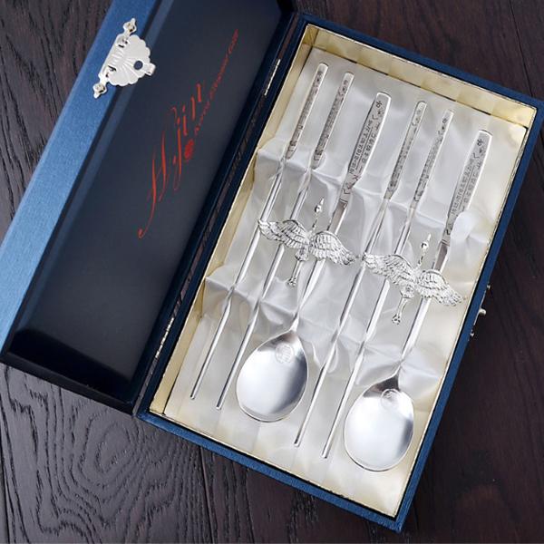 H.JIN 蝶 銀 箸スプーンペアセット カトラリーセット 鶴 送料無料 高級
