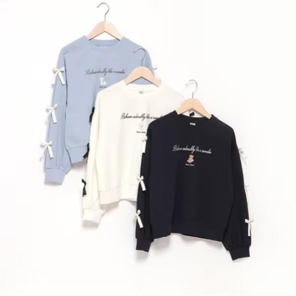 mezzo piano junior メゾピアノジュニア タックスリーブリボン長袖T