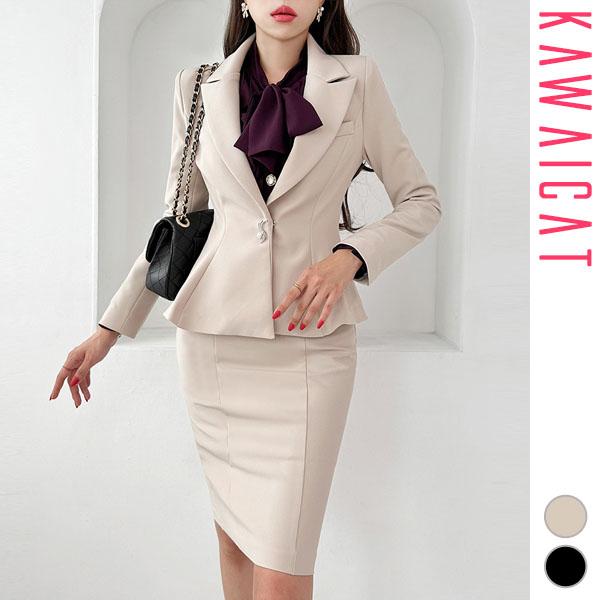 セットアップ レディース 長袖 スーツ ジャケット アウター タイト