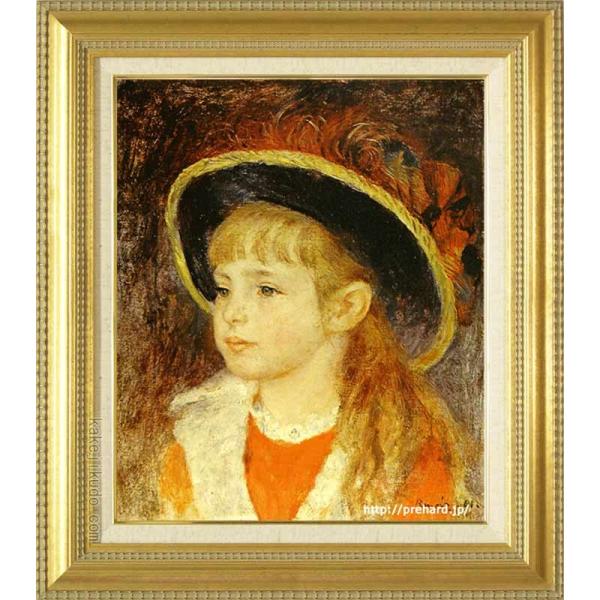 ルノアール 絵画 青い帽子の少女 F8号 【複製】【美術印刷】【世界の