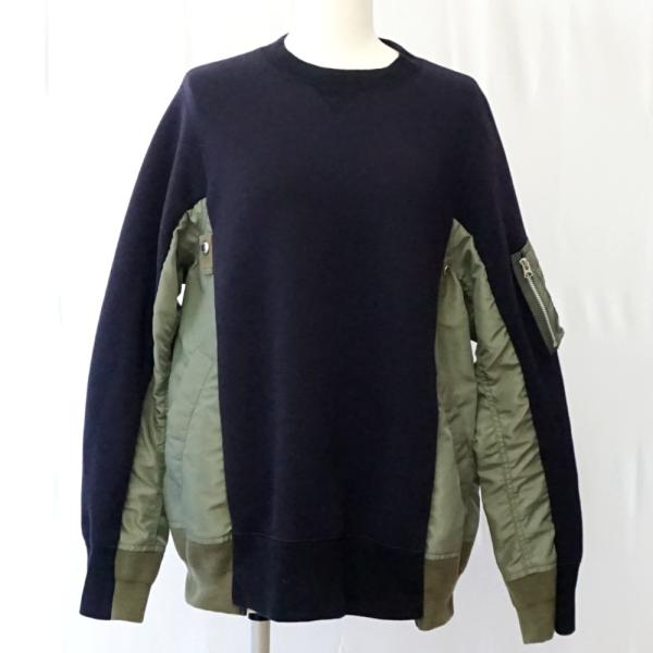 sacai（サカイ） SCM-221 スウェット ネイビー/カーキ サイズ1