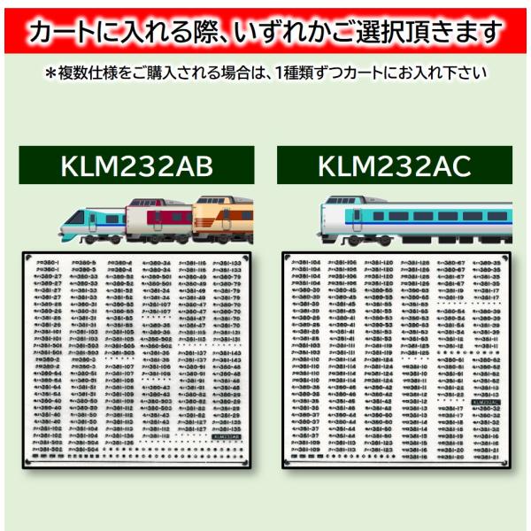 381系 車番【厚盛メタリックインレタ〈部分ノリ〉】全編成分 : 京神