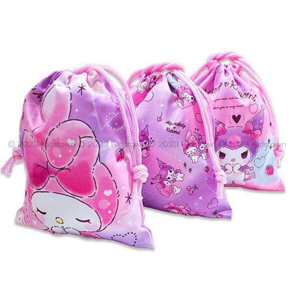 マイメロディ 送料無料 マイメロディ＆クロミ 巾着 3枚組 ハート柄 S