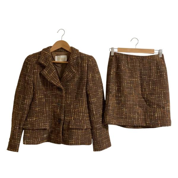 美品♡Harrods ハロッズ ノーカラー ツイード ジャケット ピンク 2 美