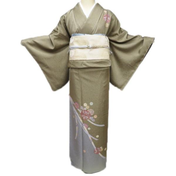 付下げ 付け下げ 訪問着 着物 未使用 正絹 袷 花の図 地模様 反端付き