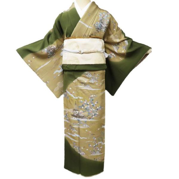 FINAL PRICE ／ 特選 訪問着 着物 中古 正絹 汕頭刺繍 スワトウ 風景