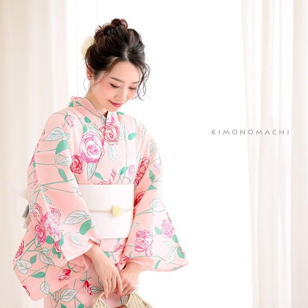 KIMONOMACHI （Prices down2）浴衣 レディース 単品 「ピンク 薔薇