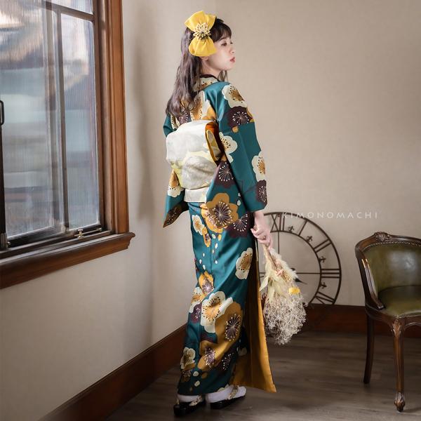 KIMONOMACHI 洗える着物 セット 袷「袷着物：梅 青緑＋京袋帯：日向の