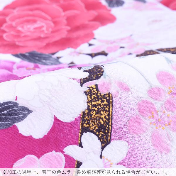 Prices down2）袷着物 単品「ピンクぼかし 薔薇と桜」フリーサイズ