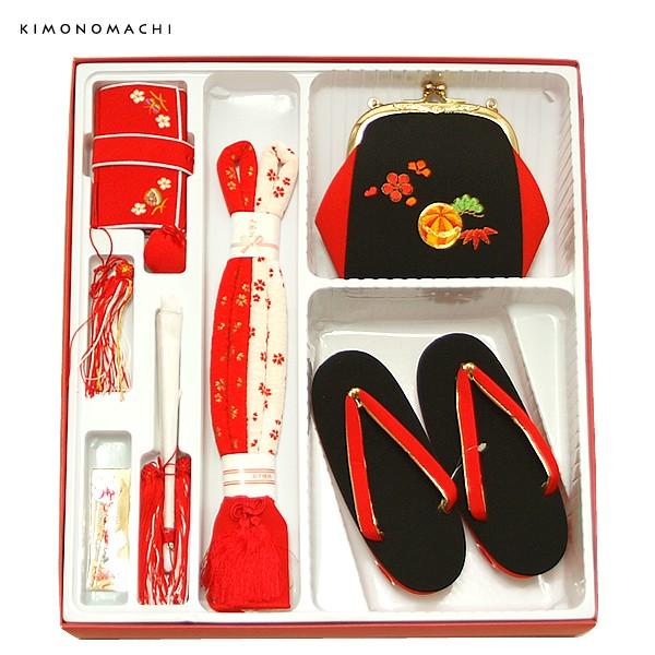 Prices down4）七五三 着物 7歳 小物セット「黒色 毬の刺繍」お正月に