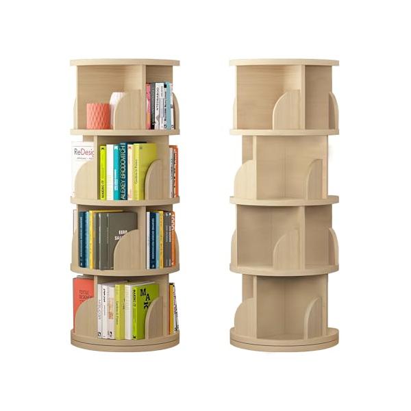 LeYoi 本棚 回転式本棚 大容量 直径46CM A4紙が入る高さ 漫画絵本棚