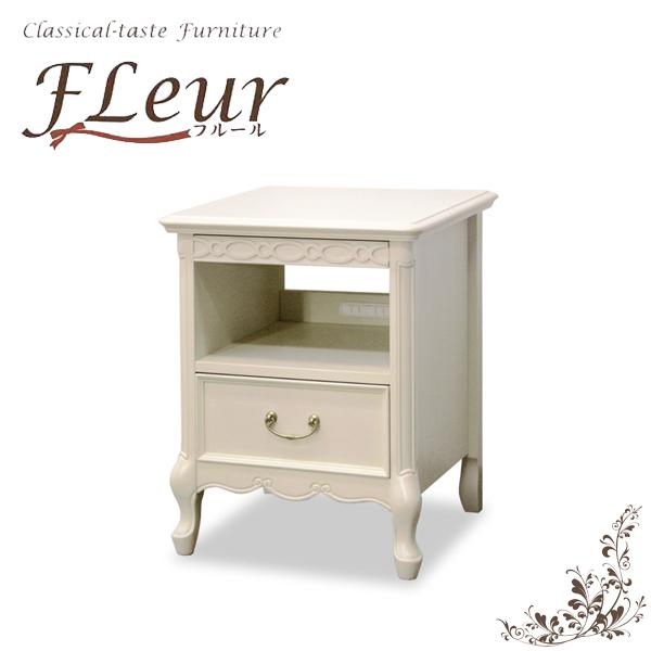 東海家具工業 ナイトテーブル オープンチェスト アンティークホワイト