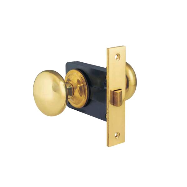 真鍮製 握り玉錠 レトロック空錠 金色 EH-001 バックセット63mm《G-02