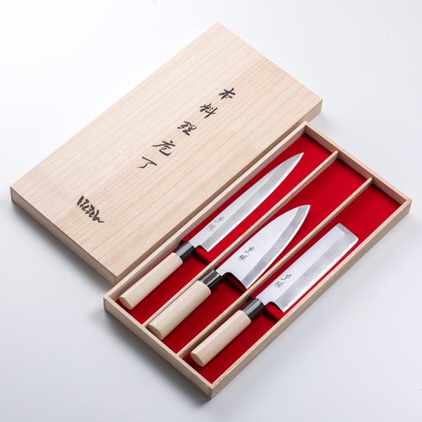 包丁セット 誕生日 プレゼント 堺 重勝 一般向和包丁 木箱入 3本組 B