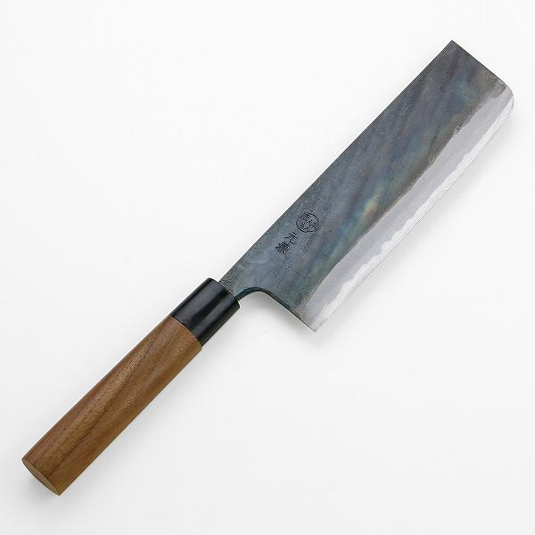 元兼 菜切り包丁 両刃 165mm 青紙1号 割込み 黒打ち仕上げ 日本製