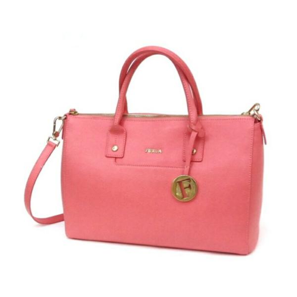 FURLA（フルラ） ハンドバッグ 2WAY ロゴチャーム付き ピンク 【中古