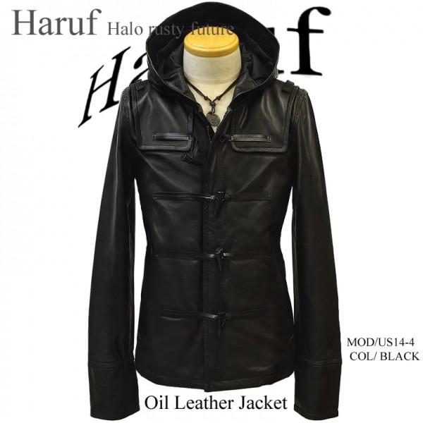Haruf（ハルフ） レザージャケット ダッフルコート ショート丈 メンズ