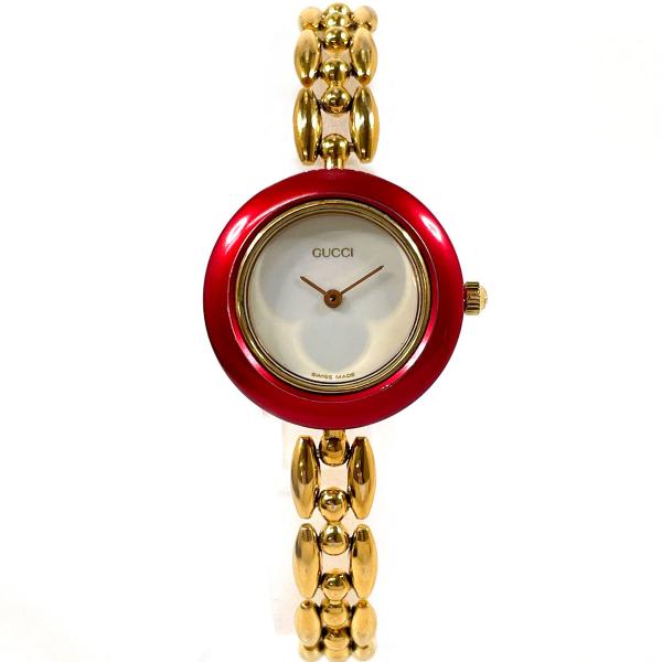 GUCCI（グッチ） 腕時計 11/12.2 チェンジベゼル GP ゴールド/レッド