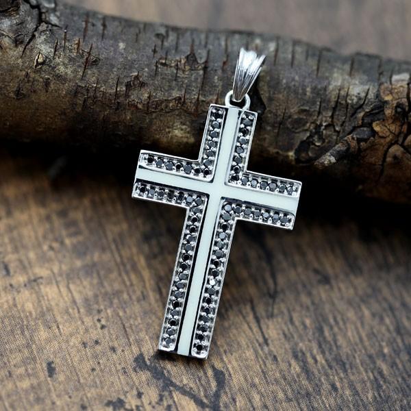 ネックレス トップのみ レディース K18WG ホワイトゴールド ブラック