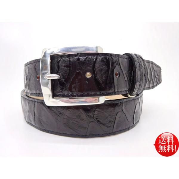 ☆希少革☆ センザンコウ 35mm幅ベルト セルフカット可能 【ブラック