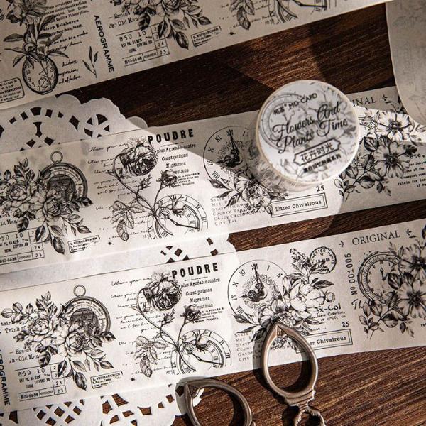 マスキングテープ ワイドタイプ 剥離紙付き 海外 コラージュ素材