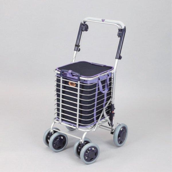 ブレーキ付 アルミワイヤーカート メッシュ紺 ユーバ産業 ボックス