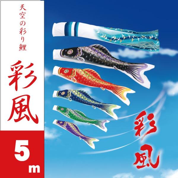 こいのぼり 旭天竜 鯉のぼり 彩風鯉 5m 8点 鯉5匹 大型セット ポール