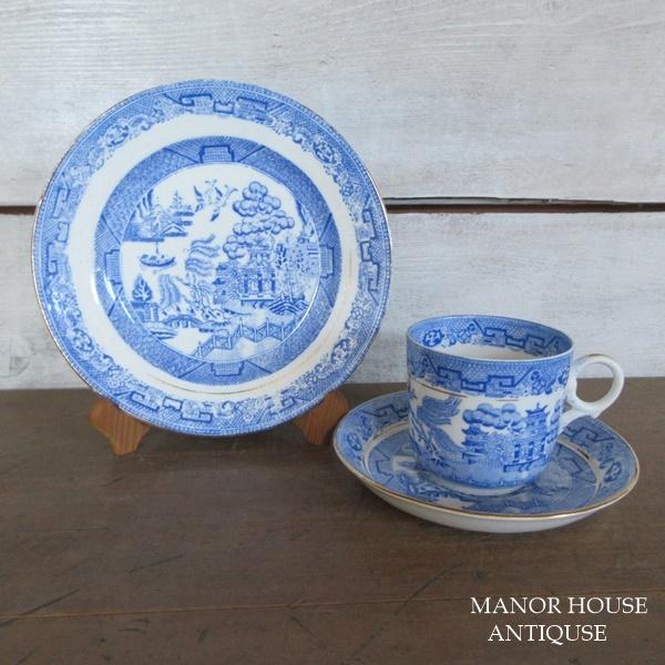 イギリス ブルーウィロー ブルーアンドホワイト カップアンドソーサー