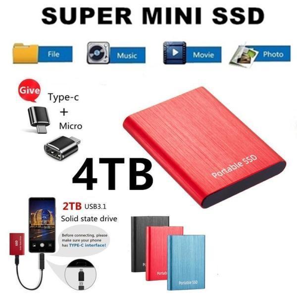 外付けSSD ポータブルSSD 1TB 4TB 外付けハードディス 500GB 超薄型