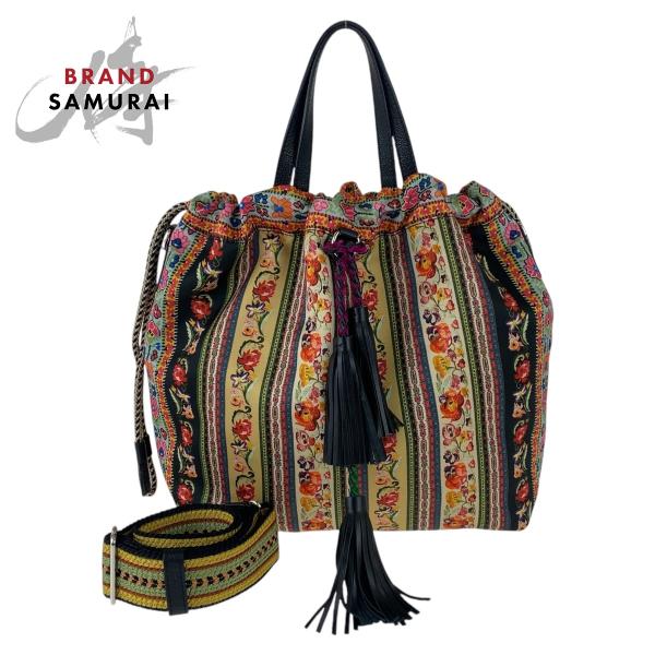 ETRO（エトロ） 美品 フリンジ マルチカラー シルバー金具 ナイロン