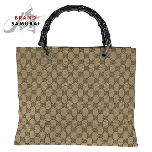 GUCCI（グッチ） 美品 バンブー ベージュ ブラウン ガンメタ金具 GG