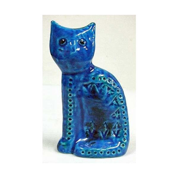 イタリア製 輸入雑貨 ネコ ねこ 猫 おすわり 置物 オブジェ ブルー