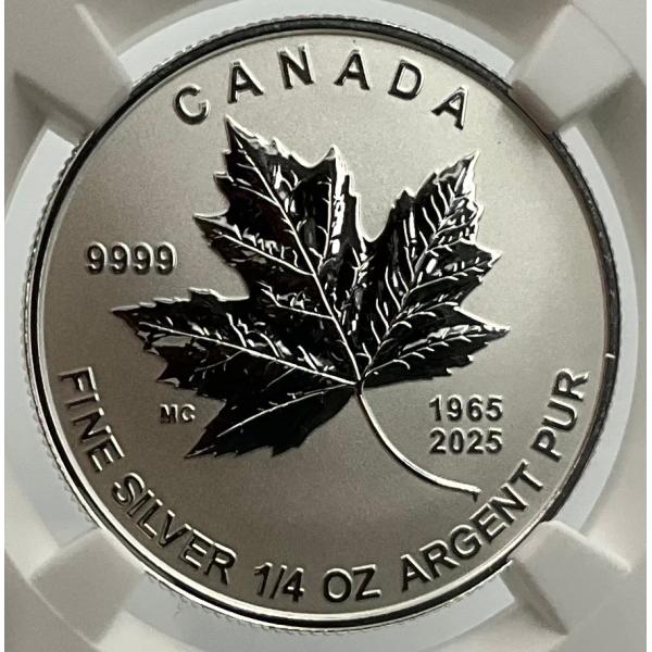 2025年 カナダ メイプルリーフ 1/4oz 3ドル 銀貨 エリザベス2世 NGC