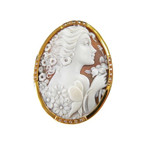 K18 シェルカメオ ペンダントトップ＆ブローチ 「ライモンド