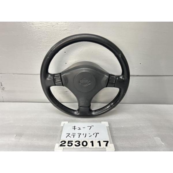 キューブ GH-AZ10 ステアリング／ハンドル 純正 ブラック レザー