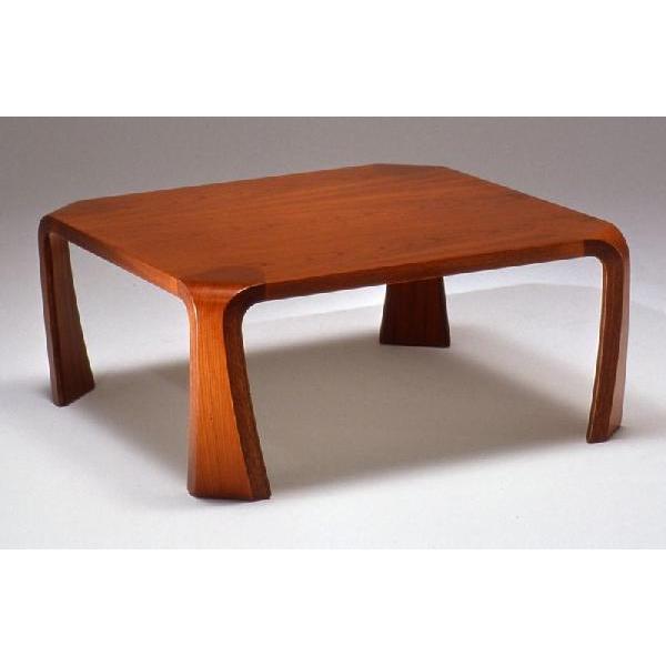 天童木工 曲げ木モダン座卓テーブル 乾 三郎 ケヤキ天然杢（濃いケヤキ