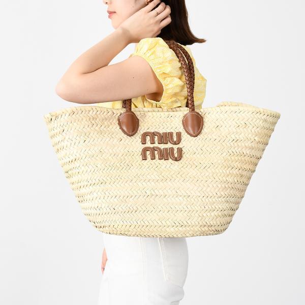 miu miu（ミュウミュウ） かごバッグ バッグ ストロー 鞄 バルメット