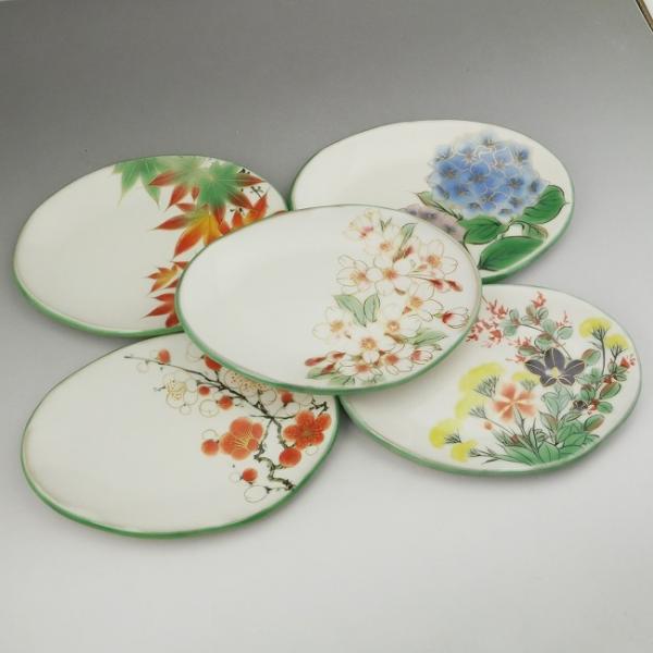 京焼 清水焼 白掛五草花楕円皿揃え 陶あん : 松韻堂 Yahoo!店 - 通販