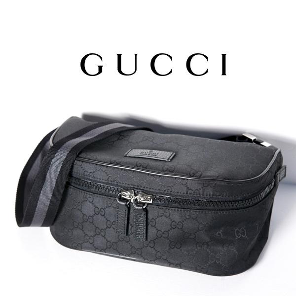 GUCCI（グッチ） メンズ ナイロン GG柄 ボディーバッグ ウェストポーチ