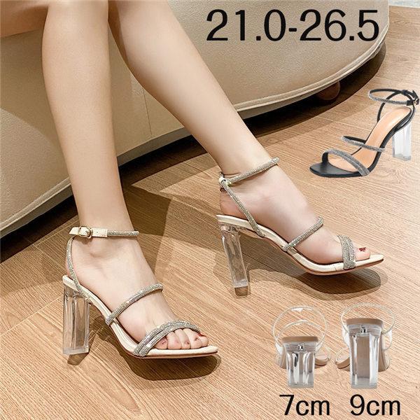 サンダル レディース かかと有り 選べるヒール 7cm 9cm ハイヒール
