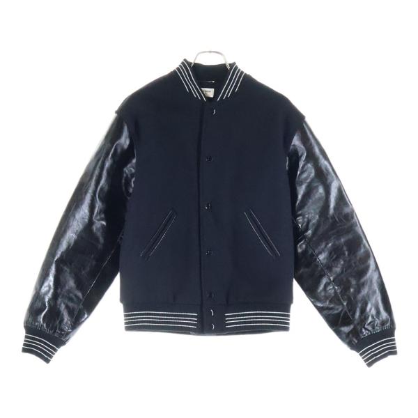 SAINT LAURENT PARIS サンローランパリ Leather Sleeve Teddy Jacket