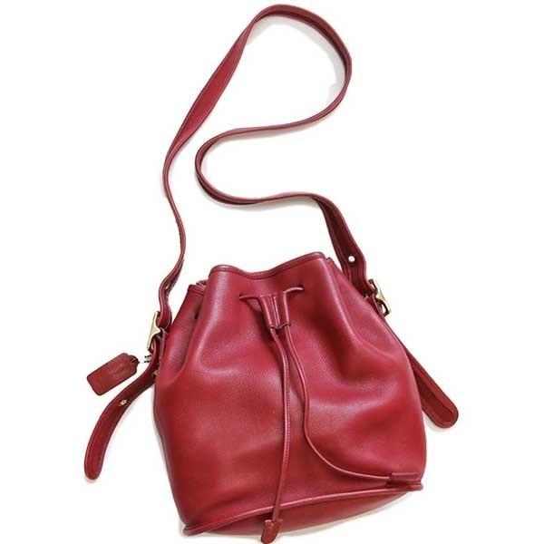 COACH（コーチ） ☆USA製 オールド 巾着 レザー ショルダーバッグ 赤