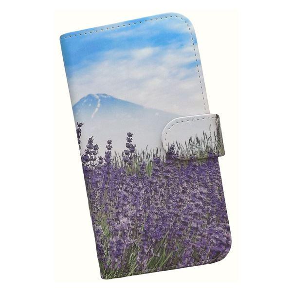iPhone11 手帳型 スマホケース プリント ケース ラベンダー 富士山 花
