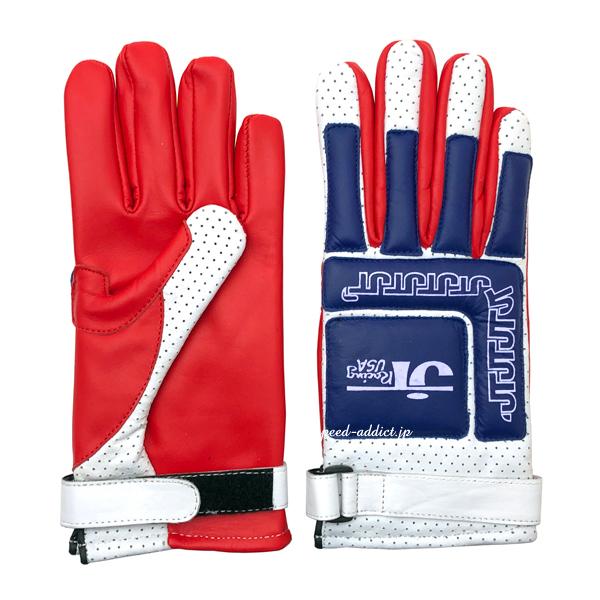 JT Racing USA VINTAGE RACING GLOVE RED × WHITE BLUE/レーシング