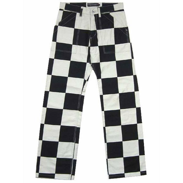 CHECKER PANTS WHITE × BLACK/チェッカーパンツchecker flagチェッカー