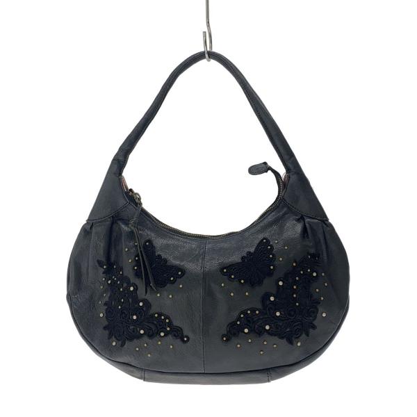 ANNA SUI◇バタフライ刺繍/Y2K/レザー/BLK// : セカンドストリート