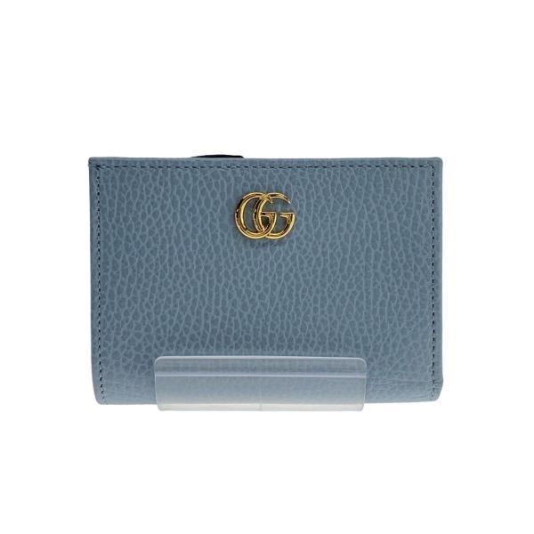 GUCCI◇日本限定/ダブルG/バイカラースモールウォレット/レザー/BLU