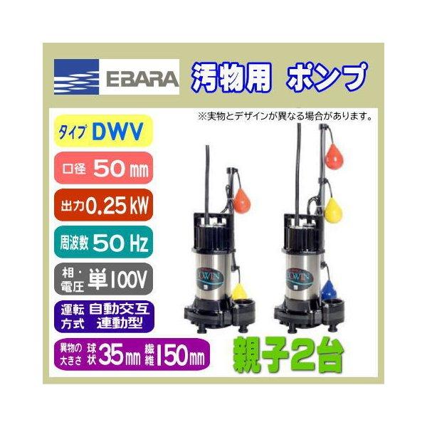 水中ポンプ 荏原製作所 50DWVA 50DWVJ 5.25SB 50Hz 100V 自動交互連動