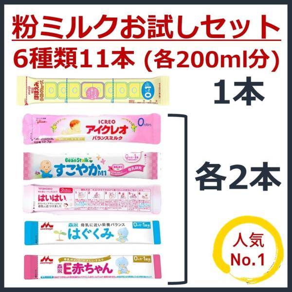 送料無料○6種類11本】粉ミルク 6大ブランド お試し セット【各200ml